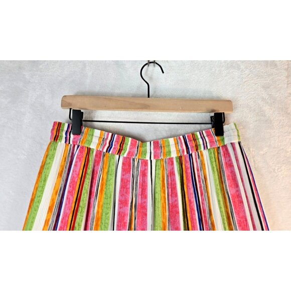 Boho Maxi Skirt Tiered Ruffle Colorful Sz L Gypsy Blu Vertical Hippie Cottage - Picture 9 of 13